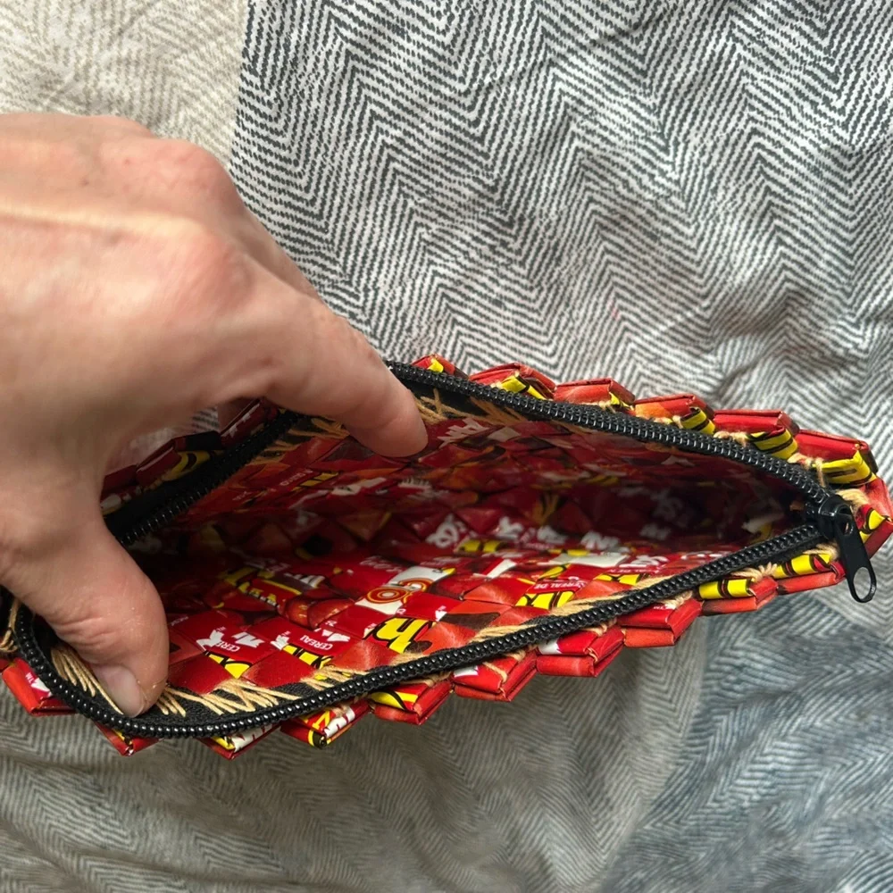 NEW Handmade in Nigaragua Recycled Candy Wrapper Clutch - Red